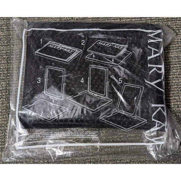 Black Folding Make-Up Travel Mirror with Mesh Bag Approx 5