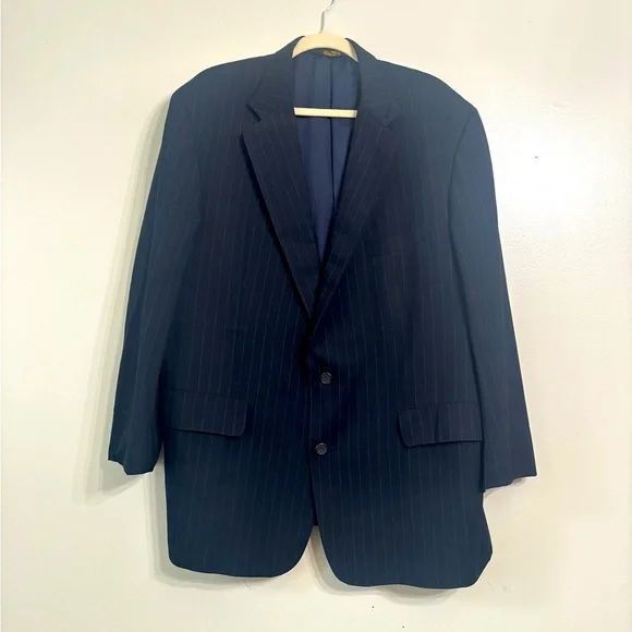Brooks Brothers Wool Navy Blue gray Pinstripe Blazer Sportcoat Suit Jacket 45R