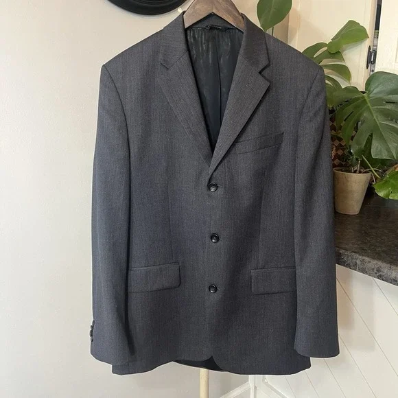 Banana Republic Blazer‎ Mens 40R Gray 3 Button Sport Coat Wool Suit Jacket Solid