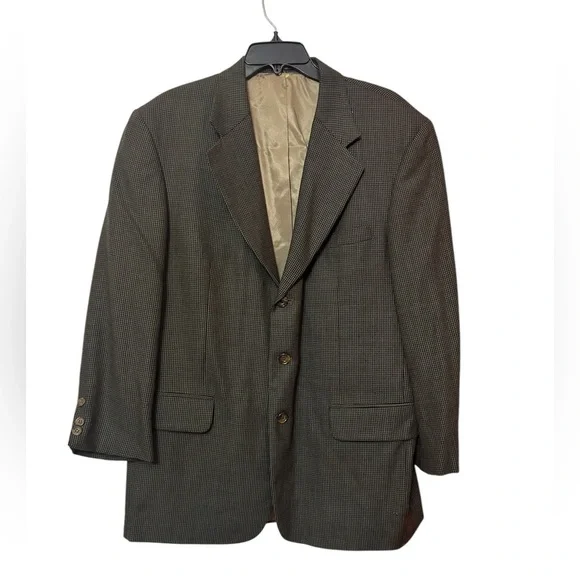 Oscar de la Renta Wool Vintage 90s Houndstooth Suit Jacket 42R Blazer