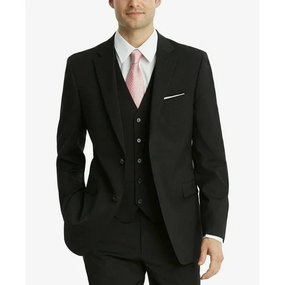 Tommy Hilfiger Mens Modern fit Suit Jacket Blazer 40R Black Solid Wool Blend