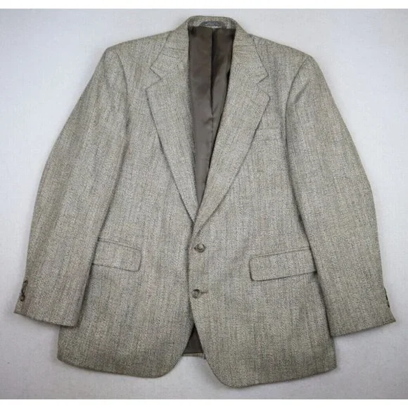 HAGGAR IMPERIAL - MEN'S BEIGE WOVEN BLAZER JACKET SPORT COAT - SIZE 42