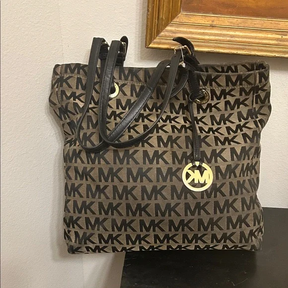 Michael Kors Black and Brown Logo Tote