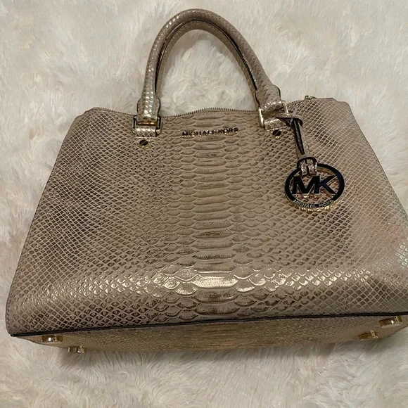 Michael Kors Gold Satchel with Signature Charm