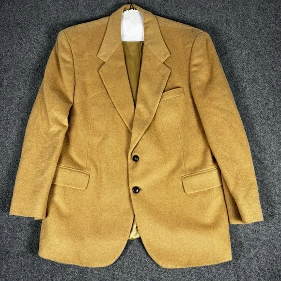 Vintage 100% Camel Hair Blazer Sport Coat Mens Size XL Gentleman Tailors Row 80s