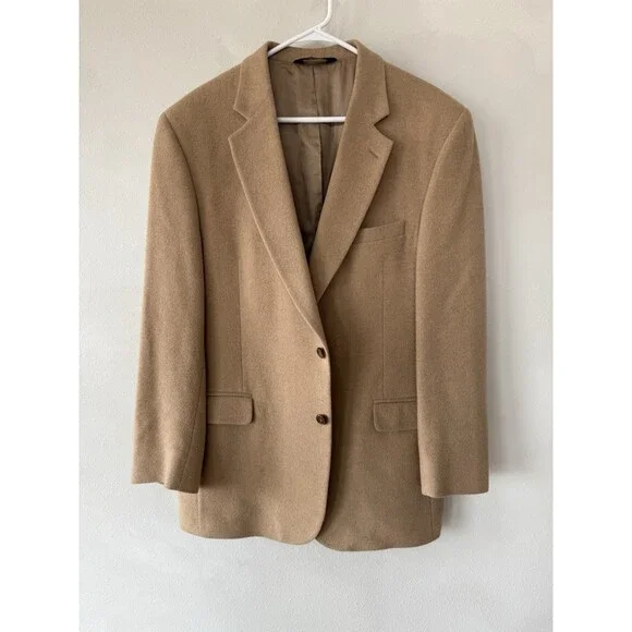 Jos. A Bank Men’s 44 Long Lg 100% Camel Hair Beige Blazer Tan Jacket Button Up