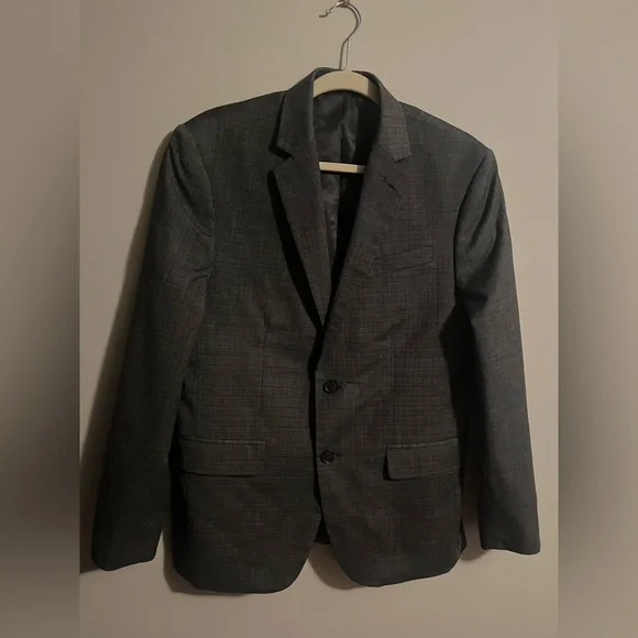 J Ferrar slim fit charcoal gray miniature check design 38S jacket suit coat