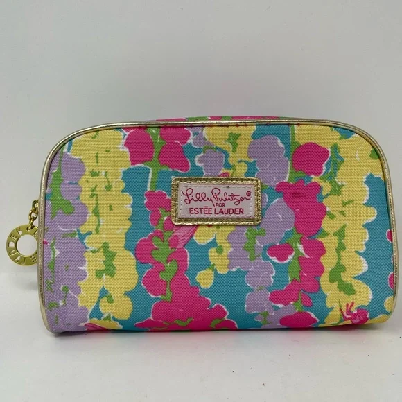 Lilly Pulitzer Estee Lauder Makeup Cosmetic Case Pouch Bag Dragonfly Floral GHF5