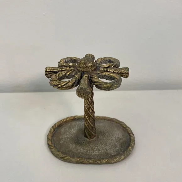 vintage HANNA Brass Brush Holder 3”x3”