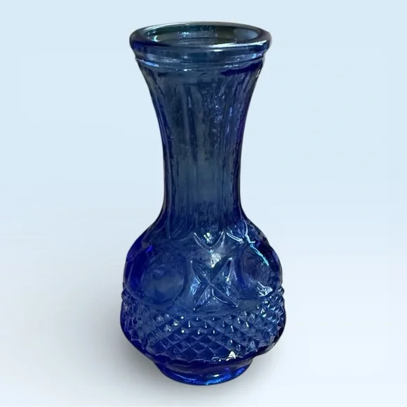 Vintage Cobalt Blue Thumbprint 4” Vase