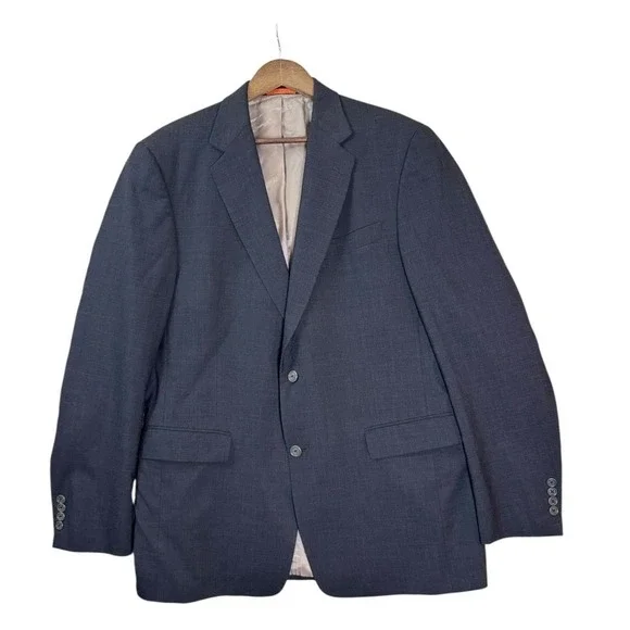 Nordstrom HSM Mens Wool Blazer Sport Coat 42L Slate Blue Two Button Travelor