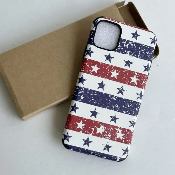 iPhone 11 Pro Max Patriotic Stars & Stripes Leather Case 6.5