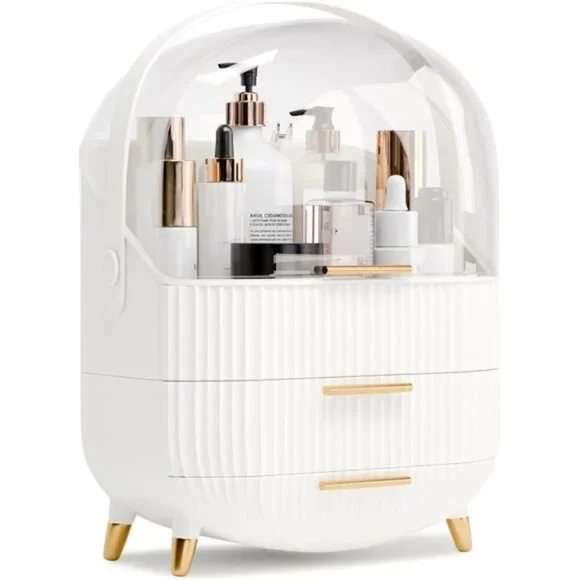 Makeup organizer with lid drawers skincare vanity storage box for countertop