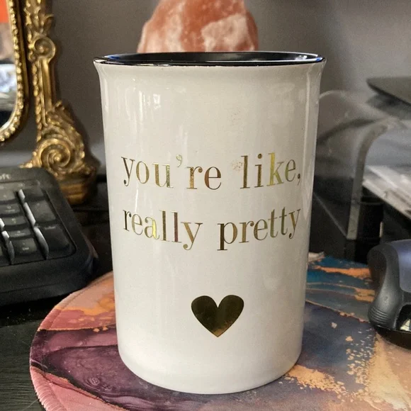 Gold Lettered Ceramic Makeup Brush Holder