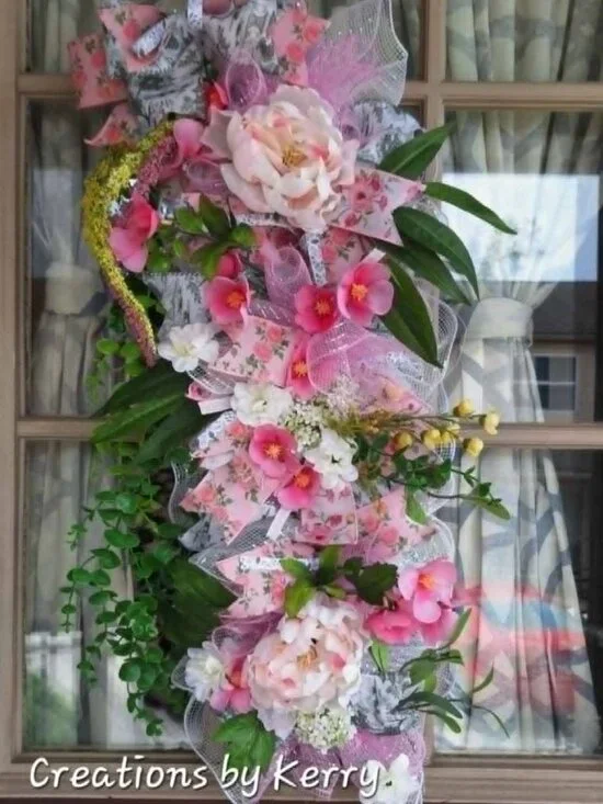 Handmade mesh ribbon swag wreath