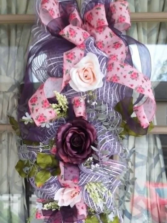 Handmade mesh ribbon swag wreath