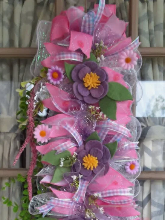 Handmade mesh ribbon swag wreath