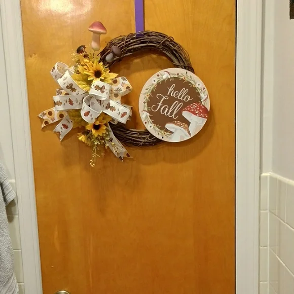 Autumn Wreath with Sunflowers and Ribbon