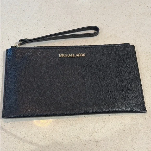 Michael Kors Black Leather Wristlet Bag