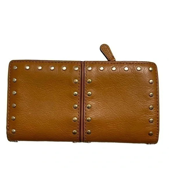 Michael kors brown leather studded wallet