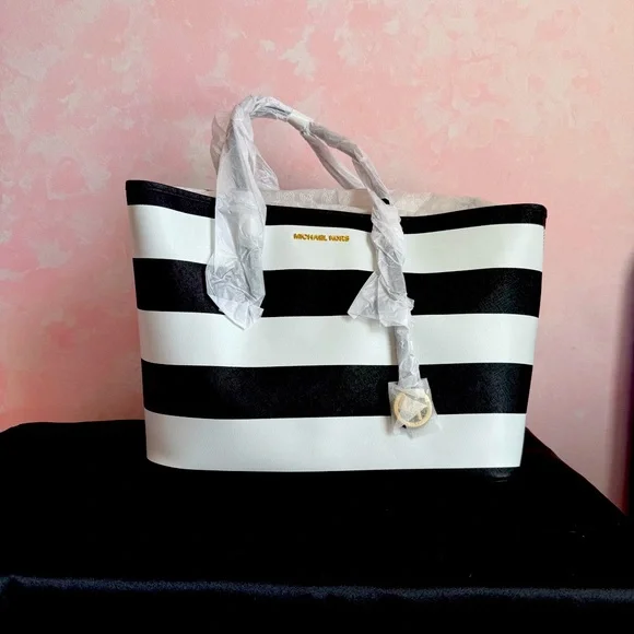 Michael Kors Black and White Nautical Tote - New!