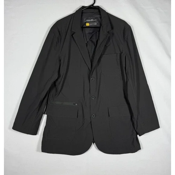 Eddie Bauer Travex Blazer Men's 44 Dark Gray Voyager Travel Coat Jacket Stretch