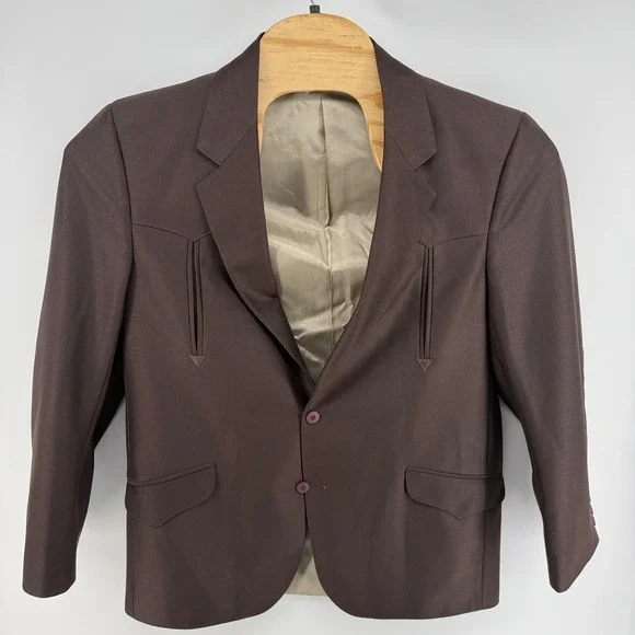 Alamo Moda Hombre Mens Western Blazer‎ Jacket Brown 41R Leather Elbow Patches