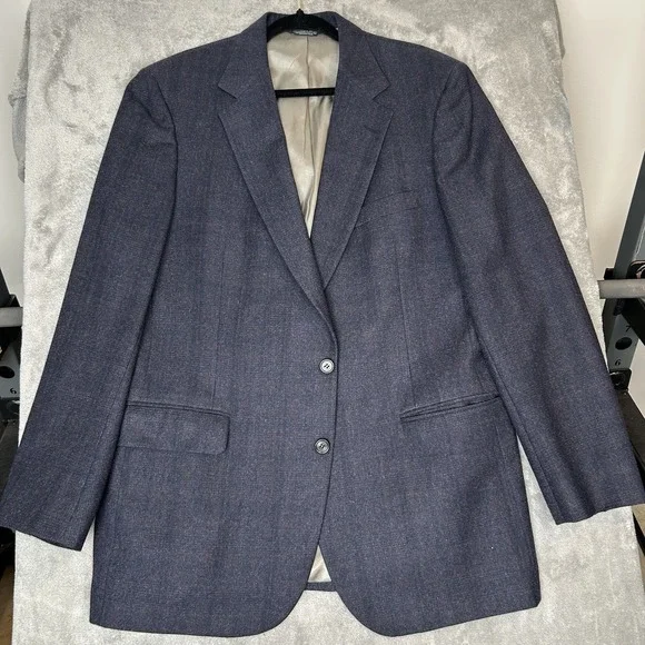 100% Pure Wool USA Made Blazer Suit Jacket Coat Alan Michaels Sz 44-52 Navy Blue