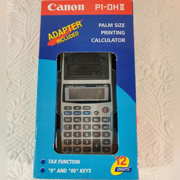 Canon P1-DHII Palm Size Printing Calculator 12 Digits, Tax Function NEW