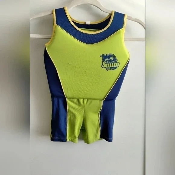 Learn how to Swim body-suite Lime green with Blue trim Unisex