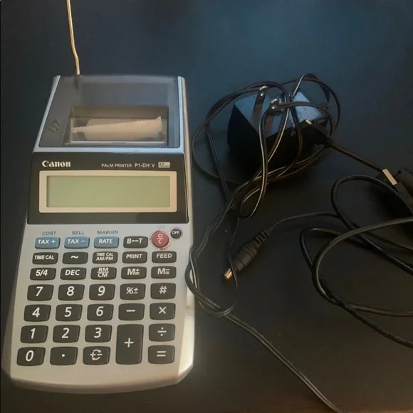 Canon Palm Printer P1-DH V 12 Digit Accounting Calculator With AC Adapter