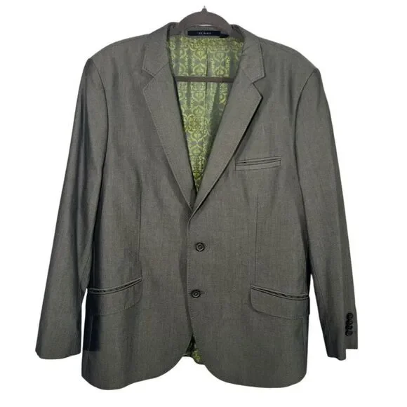 Ted Baker Two Button Jacquard Lined Blazer Gray Notched Lapel Men’s 46