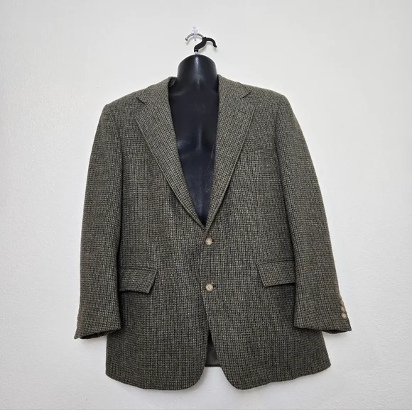 Vintage Polo by Ralph Lauren Houndstooth Wool Blazer Mens‎ 43 R Grandpacore USA
