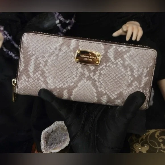 Michael Kors Beige Snake Print Wallet Women’s