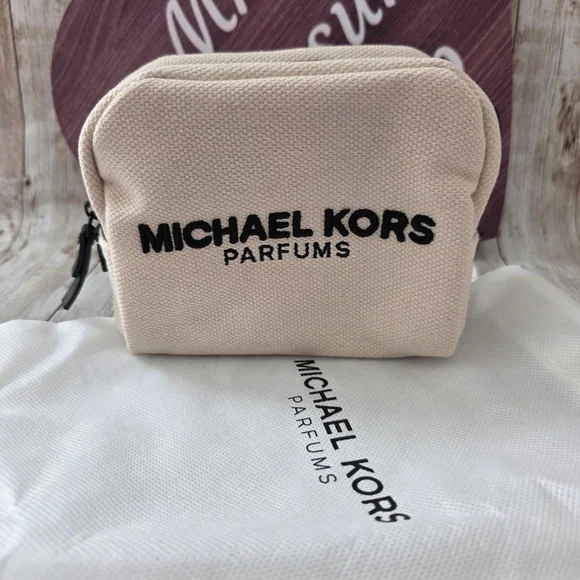 Michael Kors Beige Black Cosmetic Bag