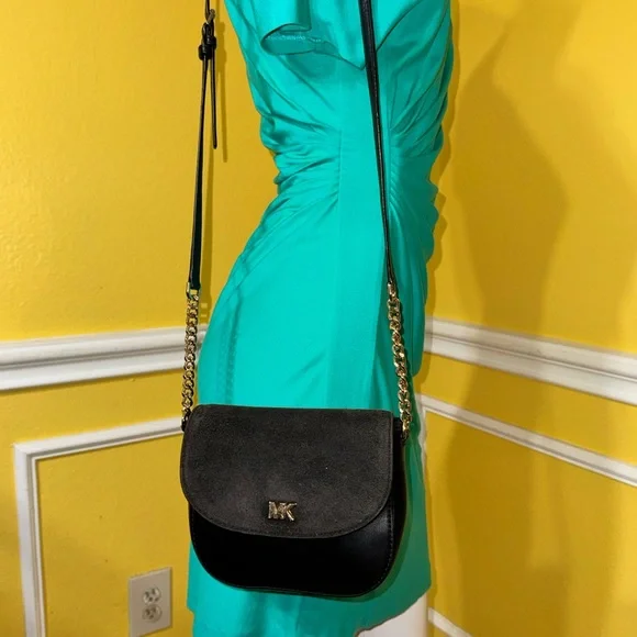 Michael Kors Black Crossbody Bag with Gold Chain
