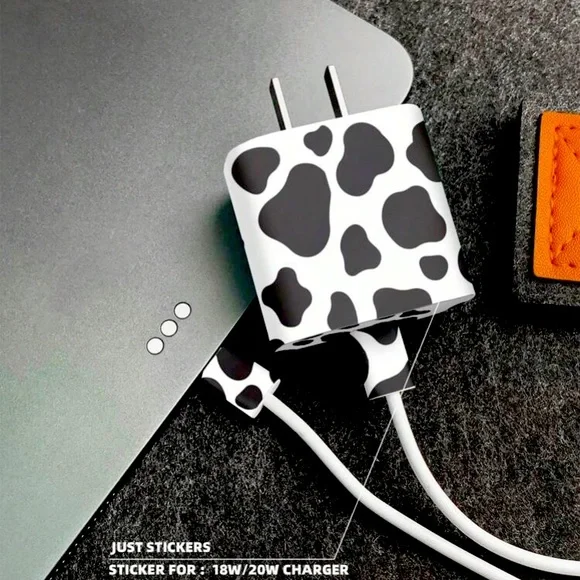 Cow Pattern Data Cable & Charger Head Sticker