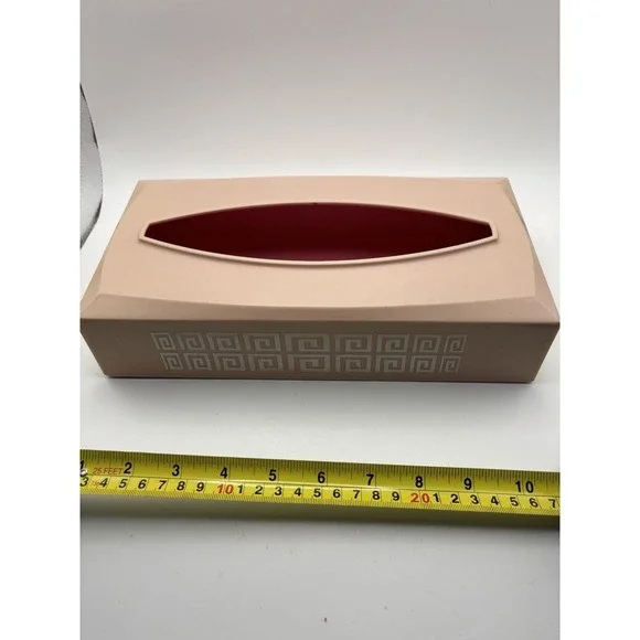 Vintage MCM Pink Plastic Tissue Kleenex Box Cover Geometric Dainty‎ Retro