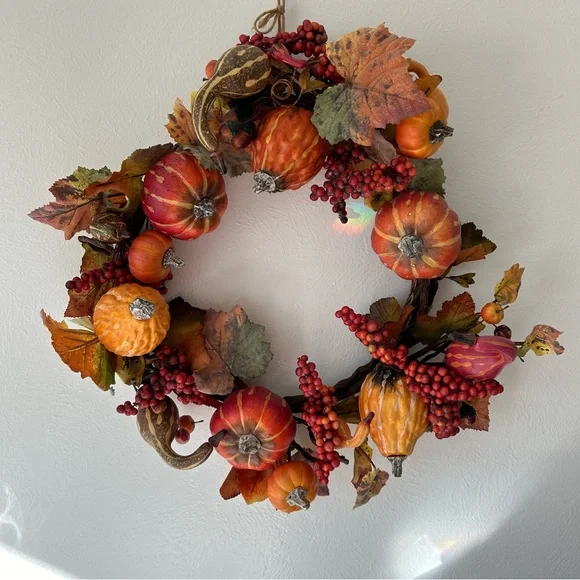 Gourd 19” Inch Grapevine Wreath for Front Door or Indoors