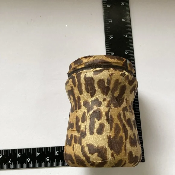 Cheetah Leopard Glass Jar Makeup Brush Holder 4.5 x 3 in