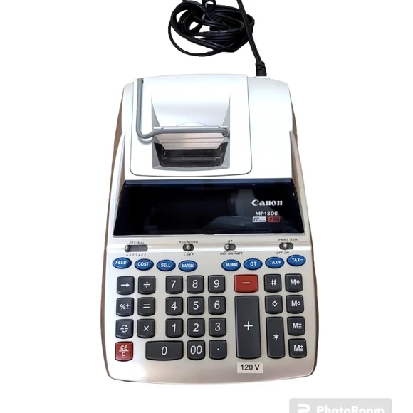 Canon MP18DII Adding Machine 12 Digit 2 Color Print Desktop Printing Calculator