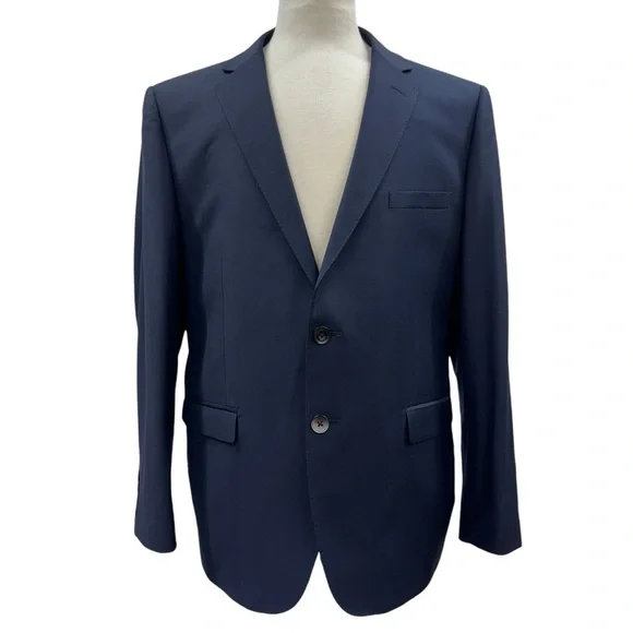 Tiglio Luxe Blazer Sangria Jacket Men’s 44S Navy Blue Italy Merino Wool