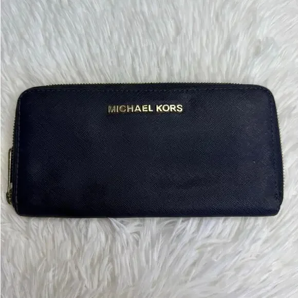Michael Kors Navy Zip Around Wallet