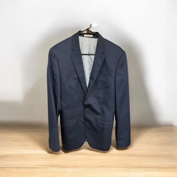 Express Men’s Blue Slim-Fit Sport Coat with Notched Lapel Size 36R