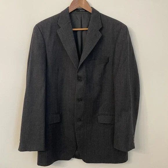 Brandini Pure Wool Blazer 41R Dark Gray Made in Canada Workwear Sport Coat