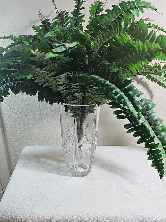 Vintage Crystal Cut Glass Vase Geometric Cuts Over 5 Pounds 11