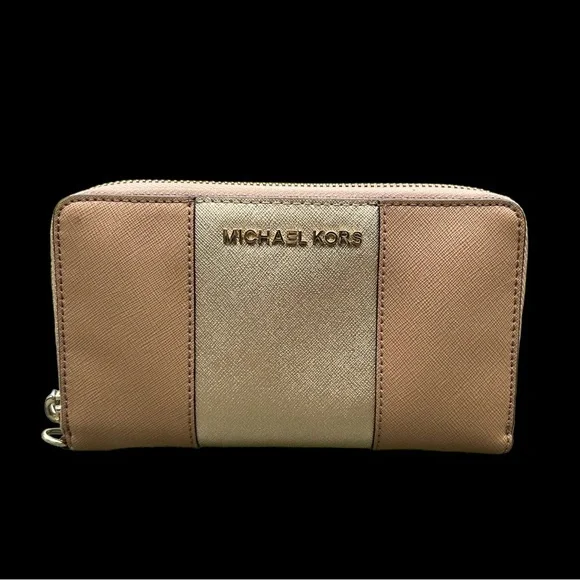 Michael Kors Long Zip Around Wallet Tan/Gold