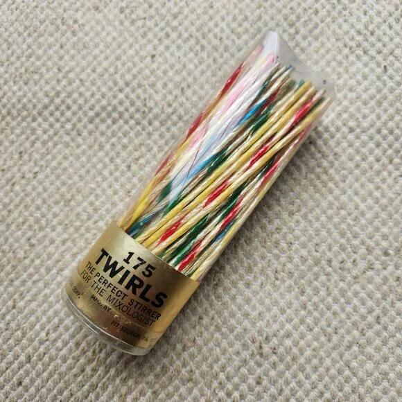 75 TWIRLS Cocktail Bar Ware Swizzle Stick Stirrers Cellophane Pittsburgh Vintage