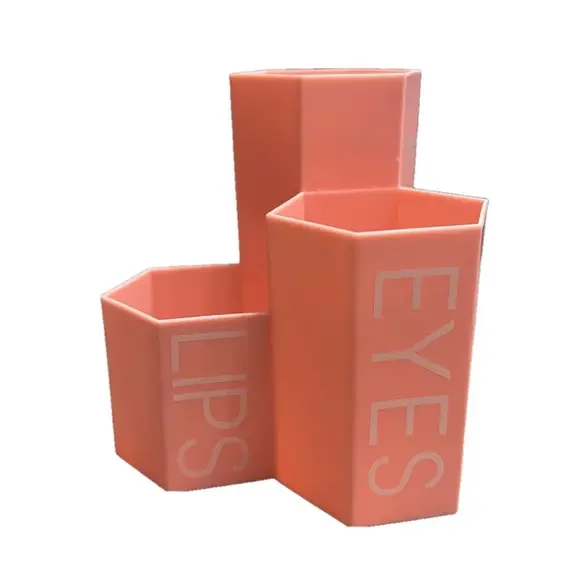 3/$20 Lips Eyes Face Pink Honeycomb Makeup Organizer NWT