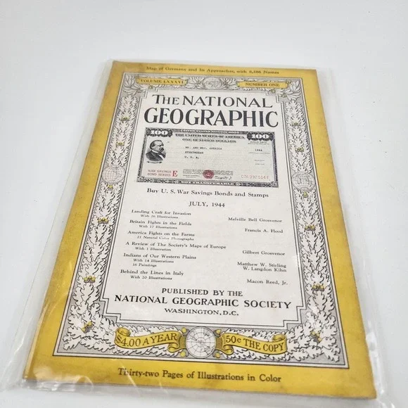 National Geographic Magazine July 1944 No Insert